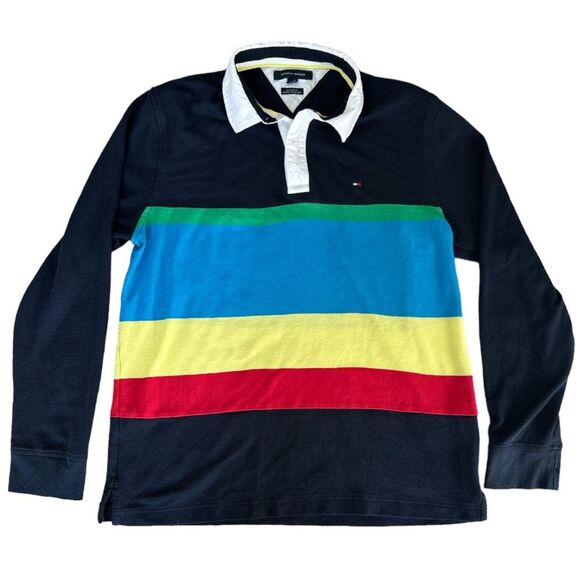 Tommy Hilfiger Rugby Polo Colorblock Shirt Top Size Large - Picture 7 of 10